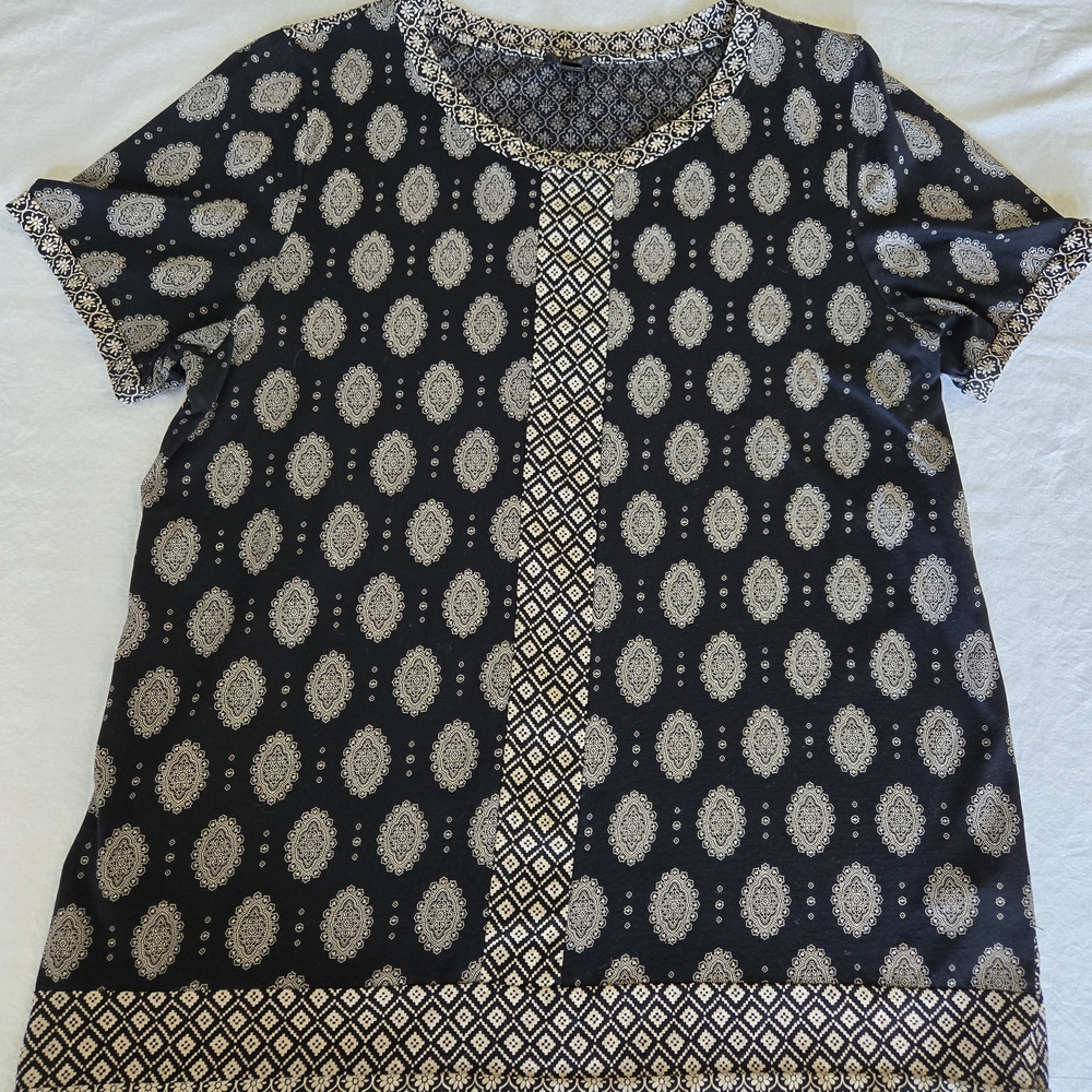 J. Crew Black and Cream Patterned Blouse - Picture 1 of 6